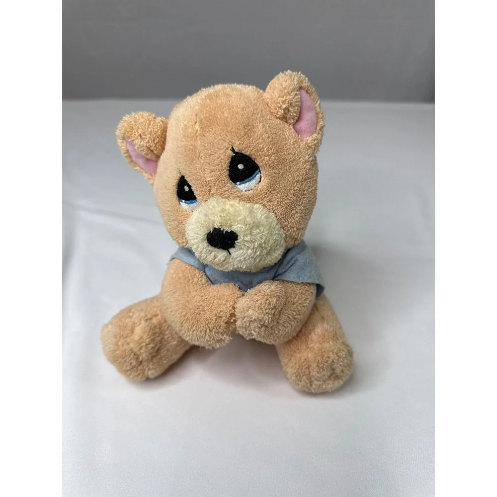 Precious Moments Luv n care Plush Teddy Bear Tan Blue Shirt 2002 Vintage Toy